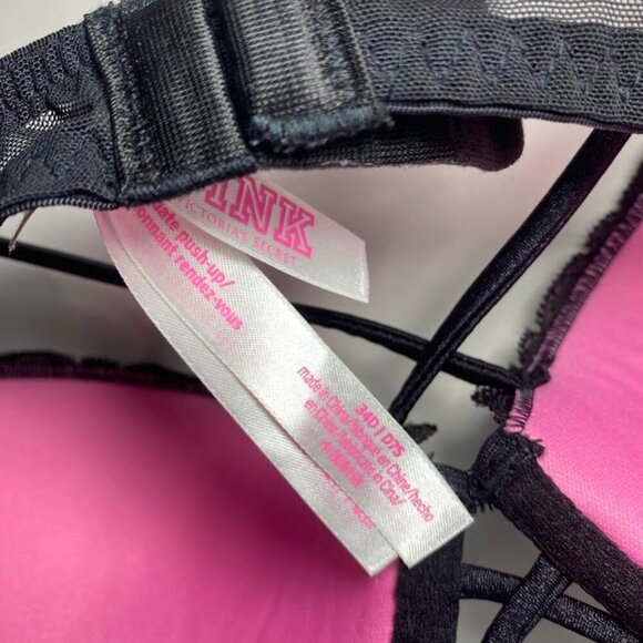 PINK Victoria's Secret Black Lace Date Push-Up Bra - Picture 4 of 4